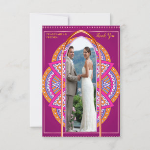 Mandalas in mix Cerise Pink, blues & Orange RSVP Card