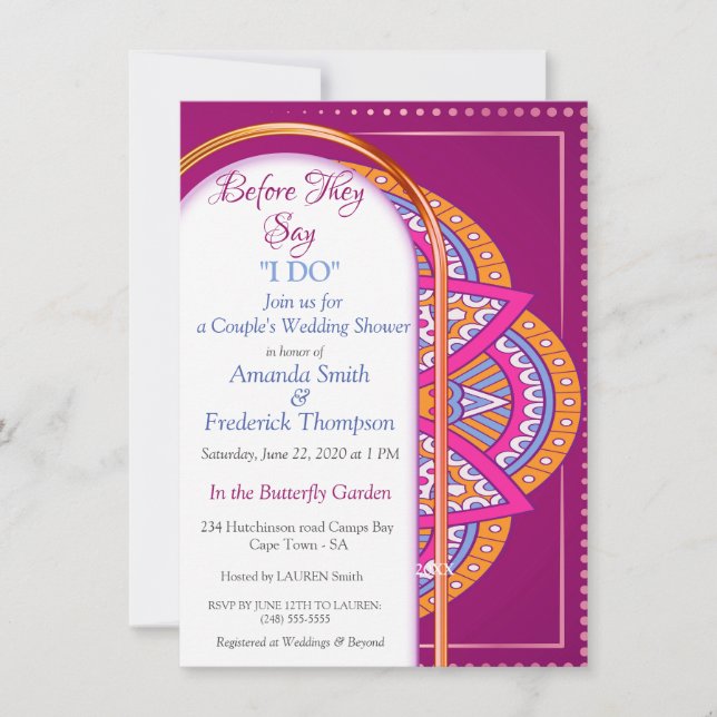 Mandalas in Mix Cerise pink  Invitation (Front)