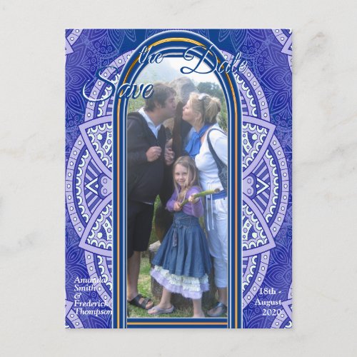 Mandalas in mixed Dutch Blue Announcement Postcard