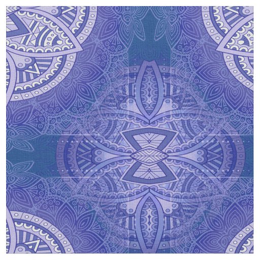 Mandalas in mixed Dutch Blue repeat patterns Fabric