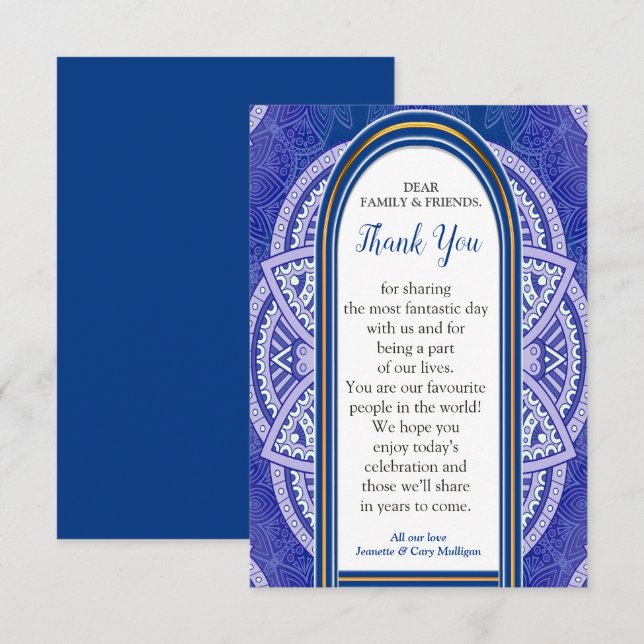 Mandalas in mixed Dutch Blue Thank you RSVP Card (Front/Back)