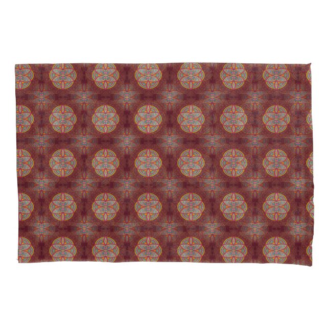 Mandalas in mixed Maroon repeat patterns Pillow Case (Front)