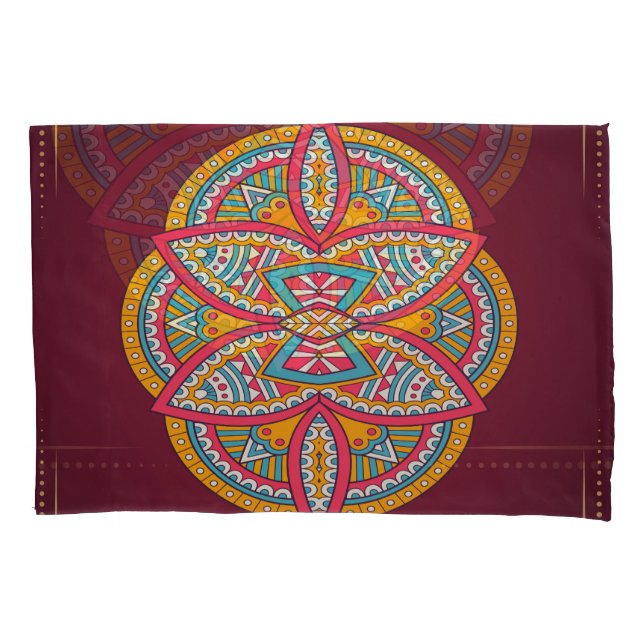 Mandalas in mixed Maroon repeat patterns Pillow Case (Front)