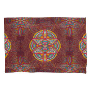 Mandalas in mixed Maroon repeat patterns Pillow Case