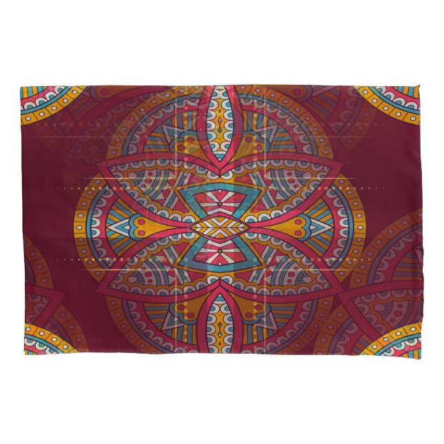 Mandalas in mixed Maroon repeat patterns Pillow Case (Front)