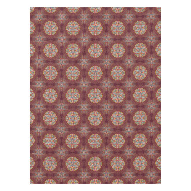 Mandalas in mixed Maroon repeat patterns Tablecloth (Front)