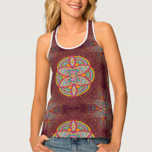 Mandalas in mixed Maroon repeat patterns Tank Top