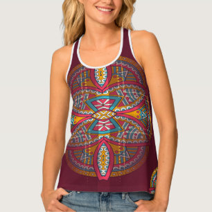 Mandalas in mixed Maroon repeat patterns Tank Top