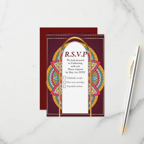 Mandalas in Mixed Maroons _ Red  Repeat patterns RSVP Card