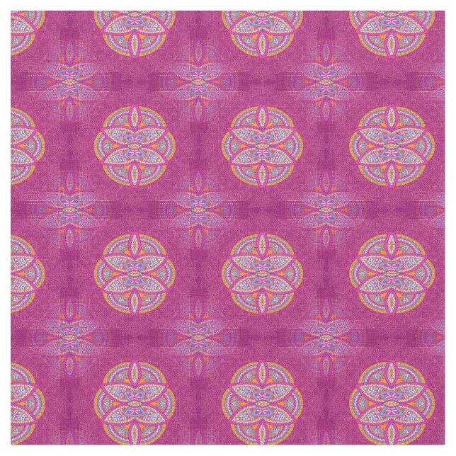 Mandalas in mixed Pink repeat patterns Fabric (Close Up)
