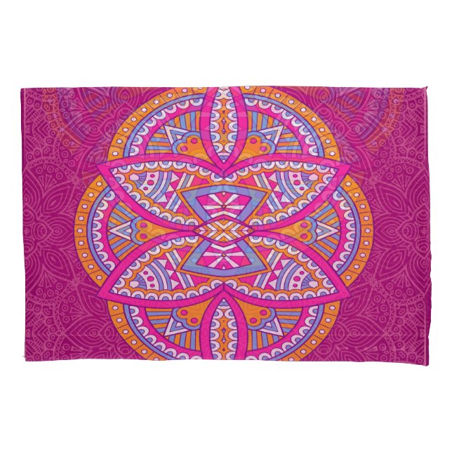 Mandalas in mixed Pink repeat patterns Pillow Case (Front)