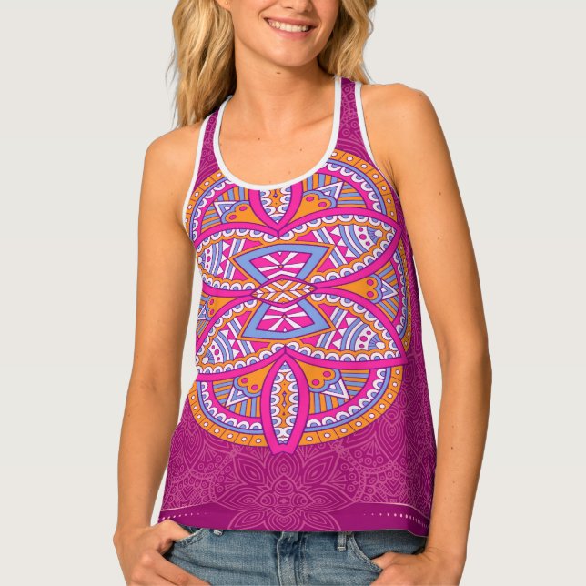 Mandalas in mixed Pink repeat patterns Tank Top (Front)