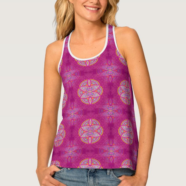 Mandalas in mixed Pink repeat patterns Tank Top (Front)