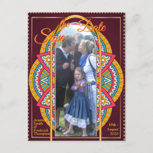 Mandalas on a Maroon background Announcement Postcard