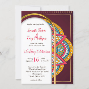 Mandalas on a Maroon background design Invitation