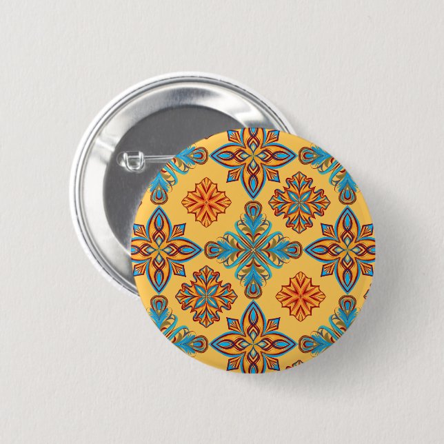 Mandalas on amber yellow button (Front & Back)