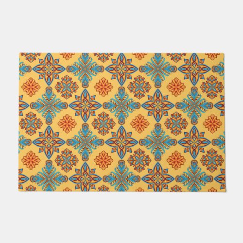 Mandalas on amber yellow doormat