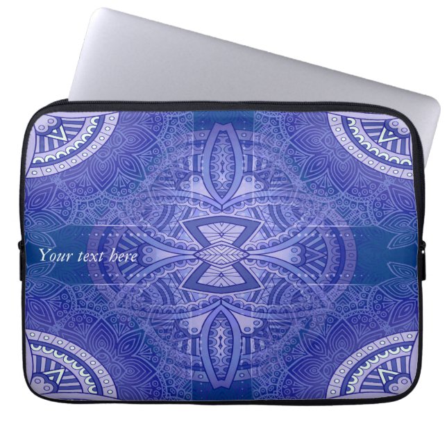 Mandalas on Dutch-blue repeat design Laptop Sleeve (Front)