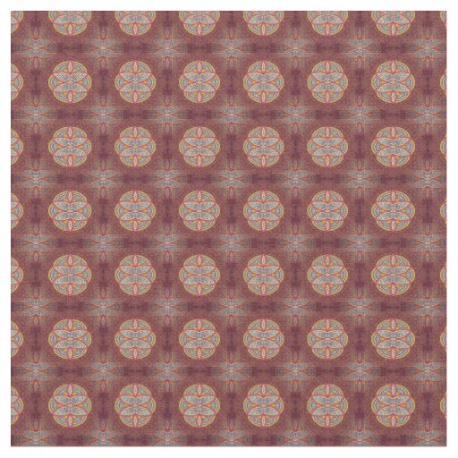 Mandalas on Maroon repeat patterns Fabric