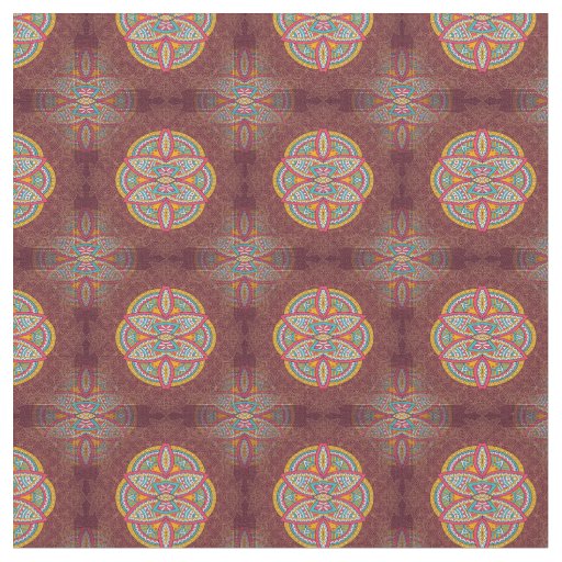 Mandalas on Maroon repeat patterns Fabric