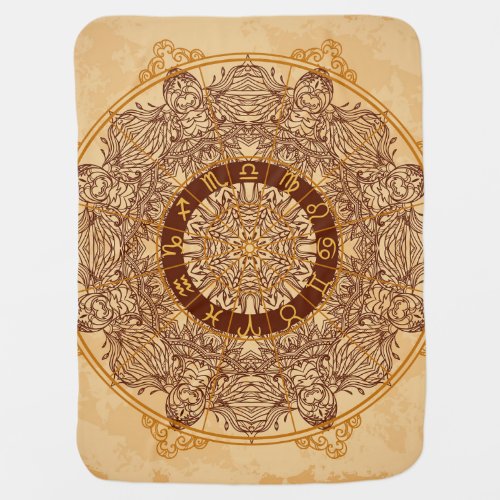 Mandalas zodiac ornate vintage circle baby blanket