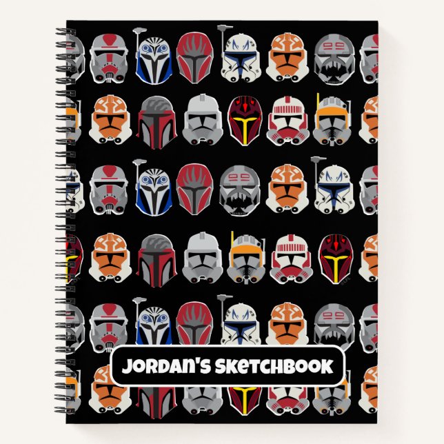 Mandalorian and Clone Trooper Helmet Drawing Notebook (Front)