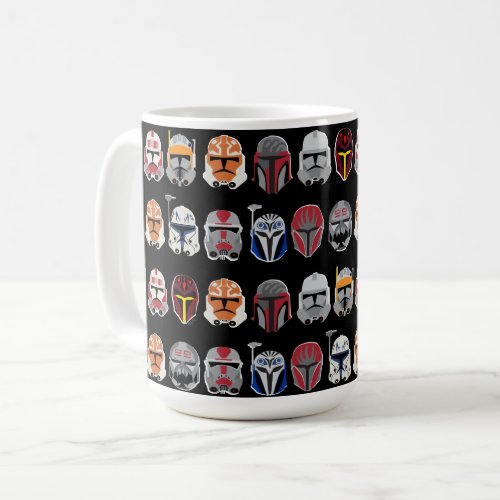 Mandalorian and Clone Trooper Helmet Pattern Coffee Mug