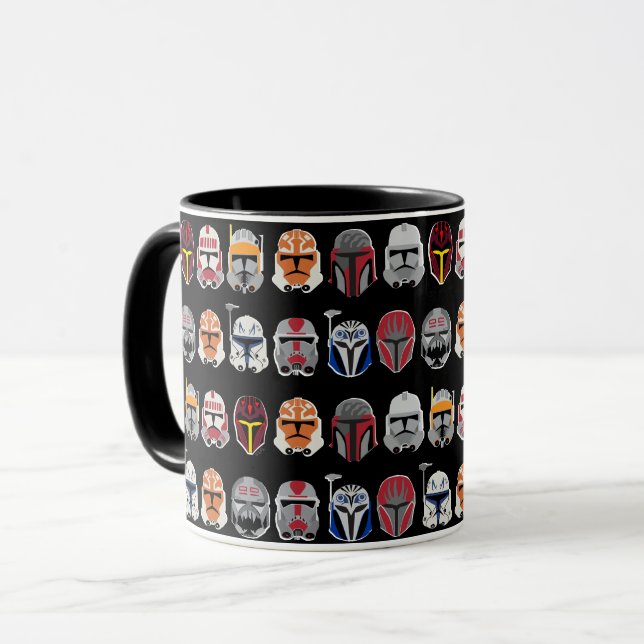 Mandalorian and Clone Trooper Helmet Pattern Mug (Front Left)