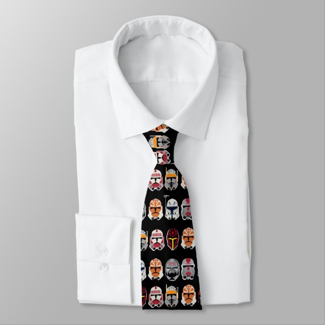 Mandalorian and Clone Trooper Helmet Pattern Neck Tie (Tied)