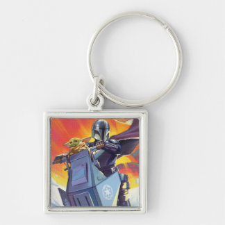 Mandalorian and Grogu AT-RT Escape Illustration Keychain