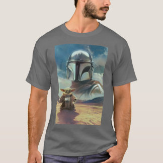Mandalorian and Grogu Desert Painting T-Shirt