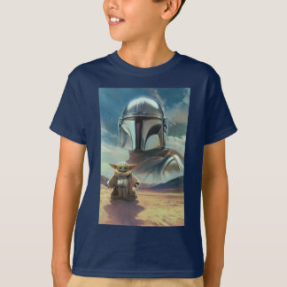 Mandalorian and Grogu Desert Painting T-Shirt