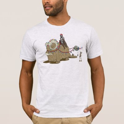 Mandalorian and Grogu Riding Festive Bantha T-Shirt