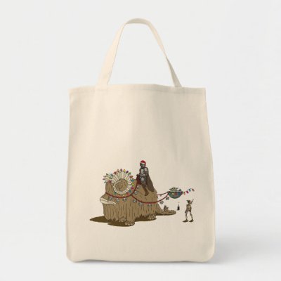 Mandalorian and Grogu Riding Festive Bantha Tote Bag