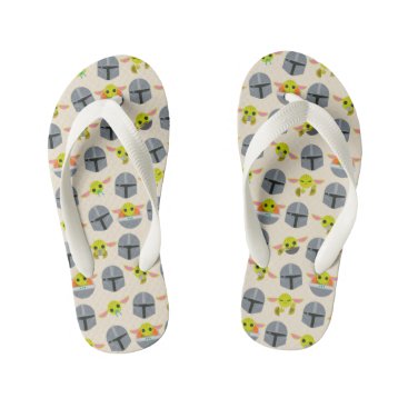 Mandalorian and The Child Cute Expression Pattern Kid's Flip Flops