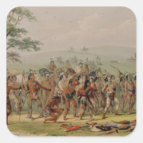 Mandan Archery Contest c1832 Square Sticker