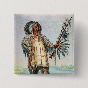 Mandan Indian Ha-Na-Tah-Muah, Wolf chief Pinback Button