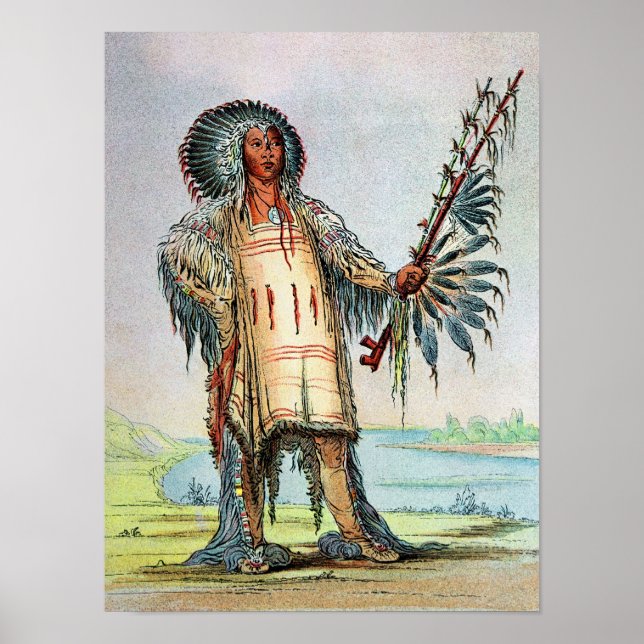 Mandan Indian Ha-Na-Tah-Muah, Wolf chief Poster (Front)
