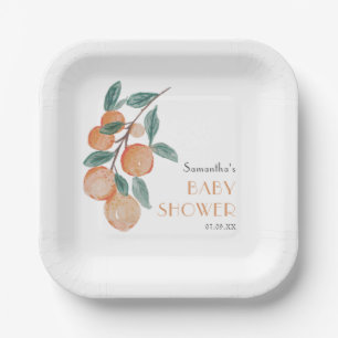 Mandarin Citrus Baby Shower Paper Plates