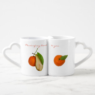 Mandarin couple and pear as a contrabass coffee mug set