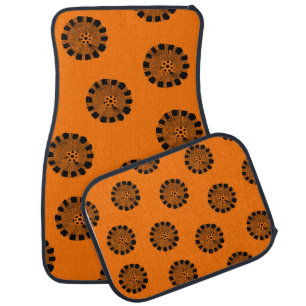 Mandarin Dreams Orange and Black Pattern Car Floor Mat