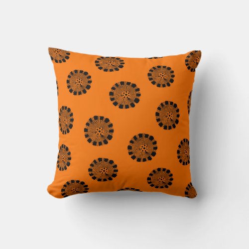 Mandarin Dreams Orange and Black Pattern Throw Pillow