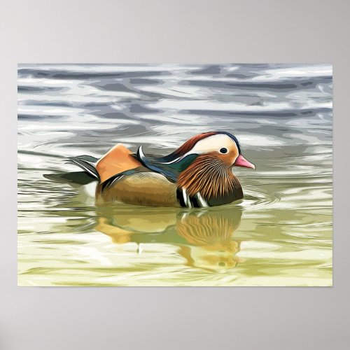 Mandarin duck  Aix galericulata Poster