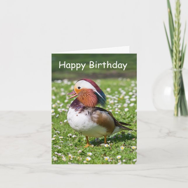 Mandarin Duck Birthday Card (Front)