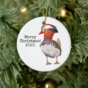 Mandarin Duck Christmas Ceramic Ornament