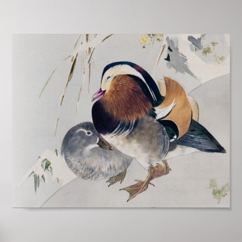 Mandarin Duck Couple Watanabe Seitei Poster