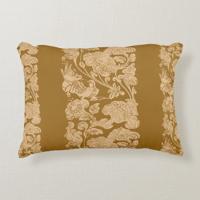 mandarin duck golden age decorative pillow (Front)