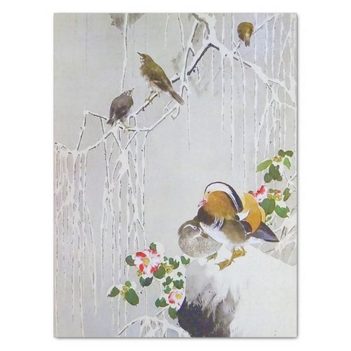 Mandarin Duck in Snow Scene Watanabe Seitei Tissue Paper