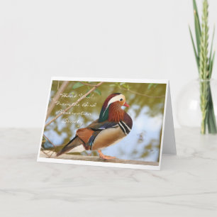Mandarin Duck Letterpress Thank You Card