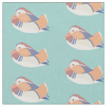 Mandarin Duck Pattern Light Teal Blue Fabric